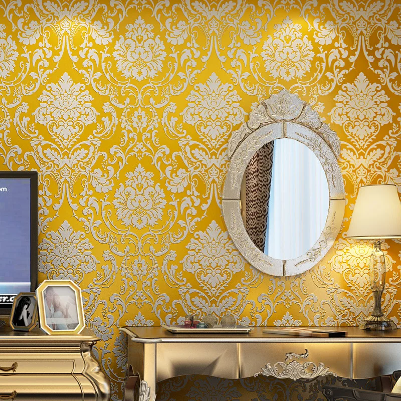 Европейский 3D рельефный дамасский дизайн настенная бумага домашний декор