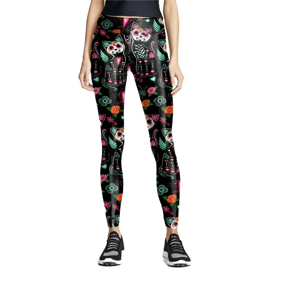 

Cartoon Printing Black Women's Leggings Sexy Elastic Fitness Pants Street Fashion Tight Trousers Casual Sports Workout Leggings