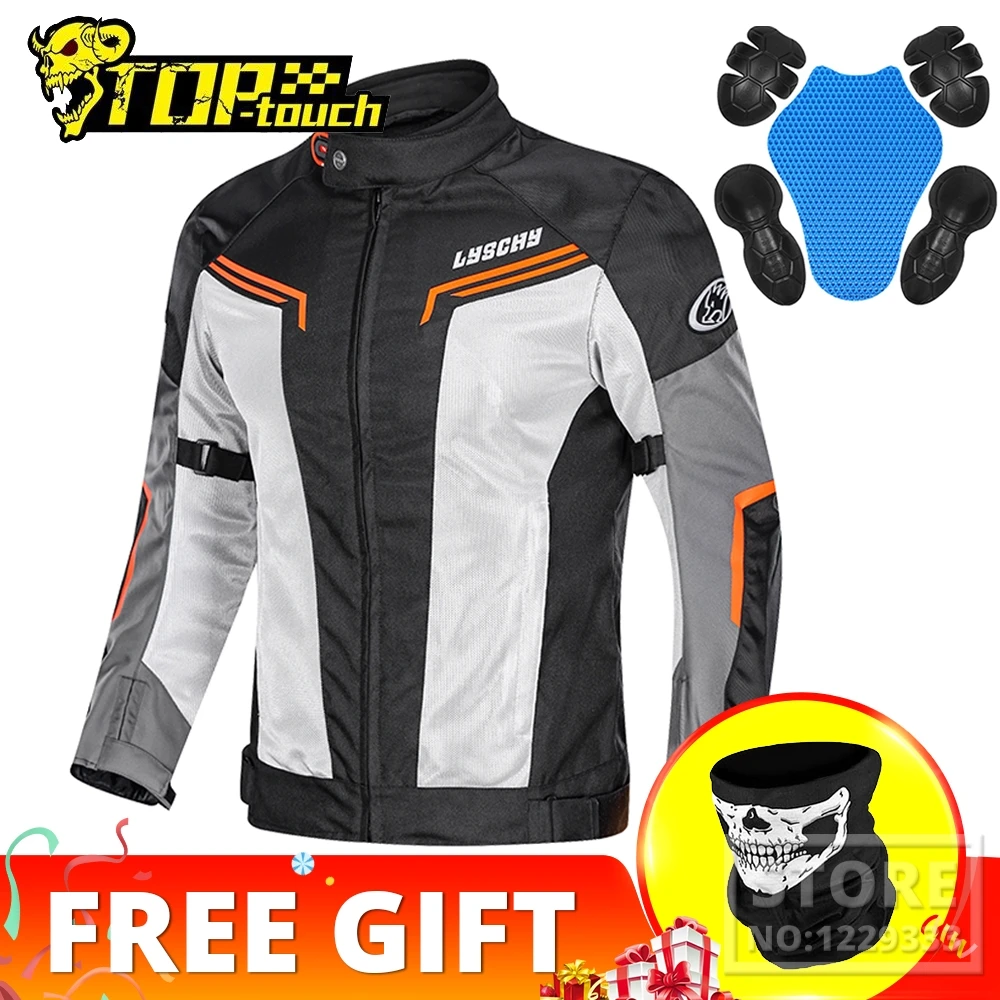 

LYSCHY Summer Motorcycle Jacket Breathable Motocross Jacket Chaqueta Moto Jaqueta Motociclista With Removeable CE Protection