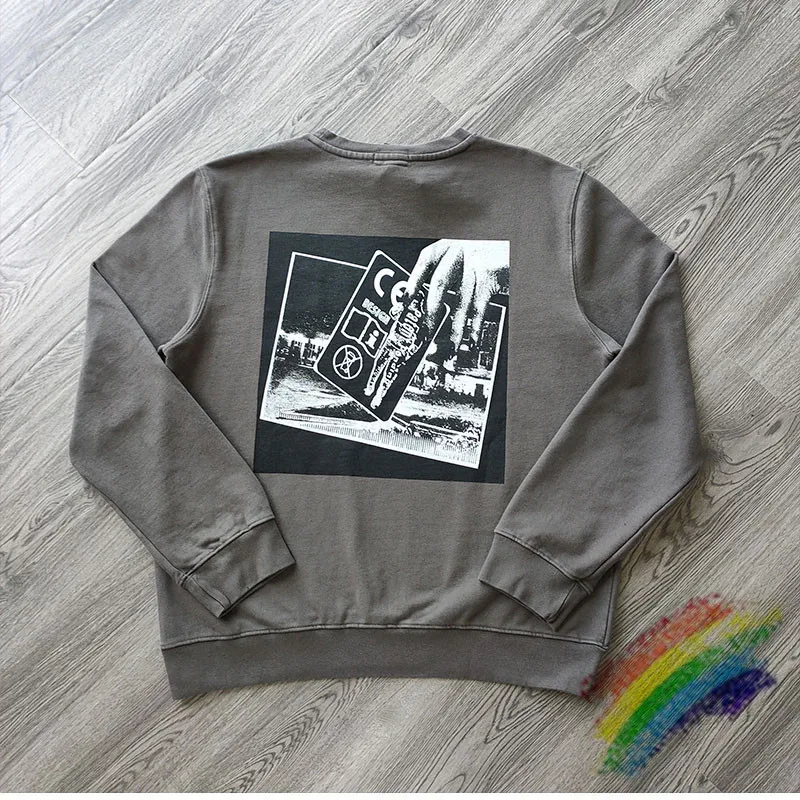 

2021fw э CAVEMPT полоса OVERDYE Crewneck Для мужчин женщина 1:1Top высокое качество Стирка мужкая цельнокроенная кофты Cav Empt толстовки