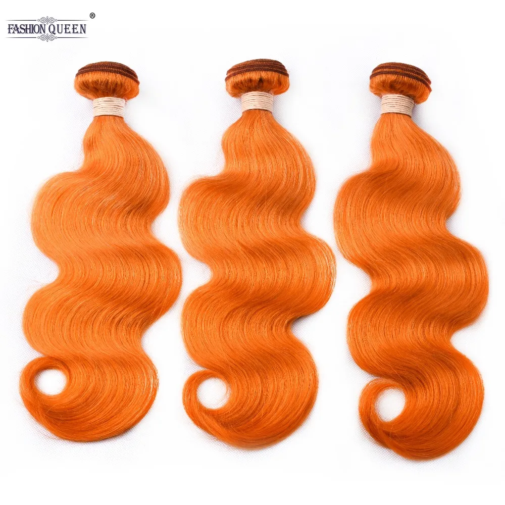 Бразильские оранжевые объемные волнистые волосы плетение пучки из трех частей