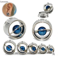 leosoxs 2pcslot stainless steel planet ear gauges internally threaded ear tunnel earring expander piercings body jewelry