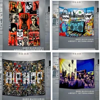 hip hop rock hanging cloth singer posters metal music stickers band logo high quality flag banner wall chart wall art home decor