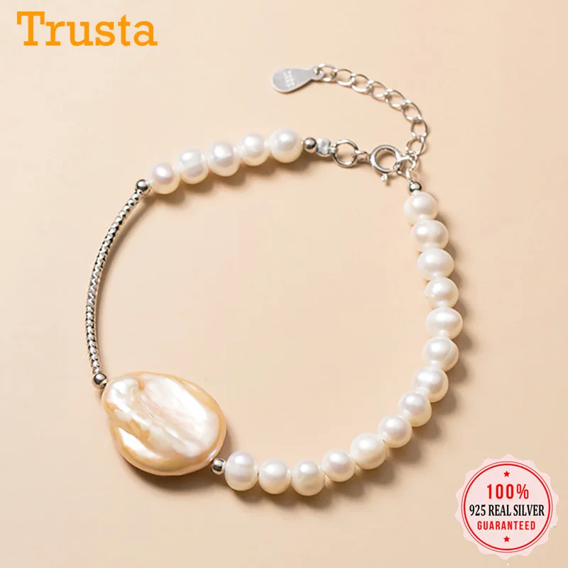 

Trustdavis Luxury 925 Sterling Silver Sweet Baroque Pearl Bracelet For Fashion Women Wedding Party S925 Jewelry Gift DA1301