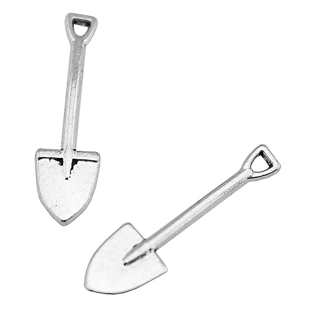 80 шт. 19x5 мм инструмент Лопата Подвески для изготовления ювелирных изделий античный посеребренный Лопата Подвески Очаровательная маленькая Лопата
