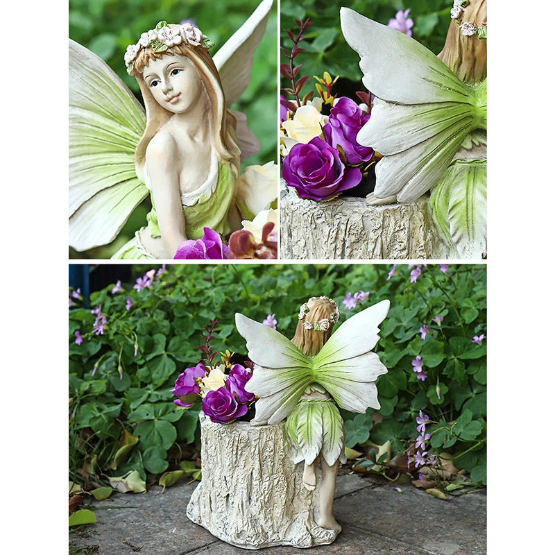 

Fairy Statue with Flower Pot Resin Craft Garden Ornament Landscaping Yard Decoration Perfect Holiday Birthday Gift DFDS8