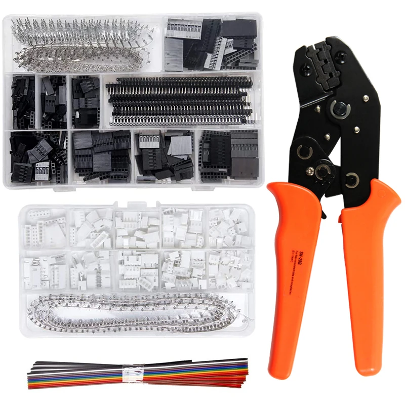 SN-28B crimping tool crimper plier 1550pcs Dupont connector kit and 460pcs JST-XH terminals set 2.54mm pitch female pin header