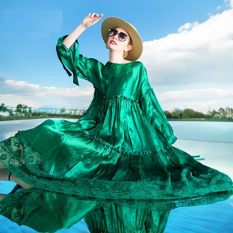 Весеннее Новое высококачественное кружевное платье в стиле ретро уличное