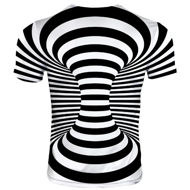 

2021 interesting 3D digital O-neck T-shirt vertigo element 3D printed summer new men's fashion quick-drying cool style