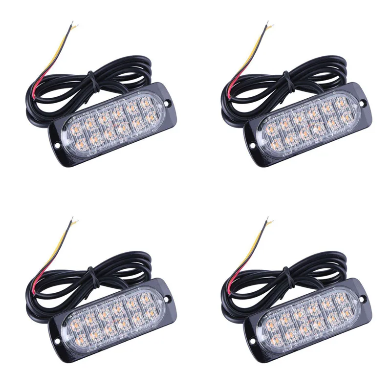 4PCS Truck Car Emergency Beacon Auto Warning Hazard Flash Strobe Light Bar 12 LED Vehicle Signal Foglight Accessories | Автомобили и
