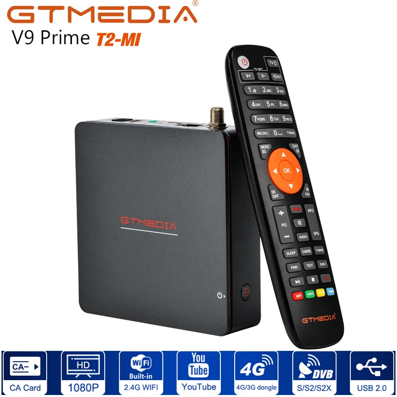 

GTMEDIA V9 Prime Satellite TV Receiver DVB-S/S2/S2X VCM/ACM/multi-stream/T2-MI Receptor H.265 Built-in Wifi Satellite Receiver