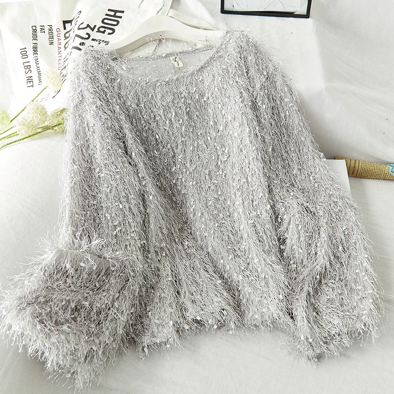 Новинка осень зима женский свитер меховые пуловеры с бахромой повседневные