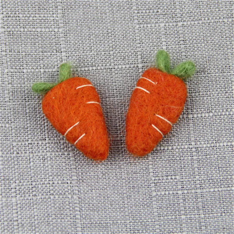 2pc Carrot Wool Felt Cute Wool Felts For Girls Headband Jewelry Accessory Home Party Decor Crafts DIY Keychain Handmade Supplies