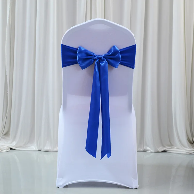 Universal Elastic Satin Chair Sashes Bows for Wedding Chair Cover Back Tie Supplies for Banquet Party Hotel Event Decoration images - 6