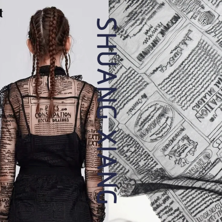 Мягкие буквы газеты вышивка кружевная ткань сексуальная сетчатая для топов