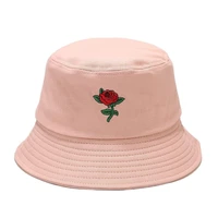luxury bucket hat women panama hat man summer hats for wo men hats for girls autumn rose embroidery collapsible caps apparel