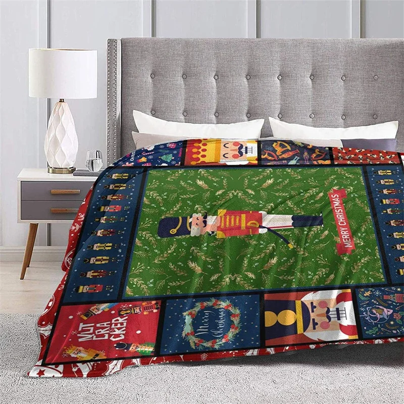

Nutcracker Merry Christmas Soft Plush Gift Flannel Microfiber Fleece Bedspread Sherpa 3D-Printed Blanket Couch