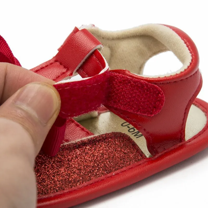 

Summer Shiny Baby Sandals Shoes With Bowknot Breathable Toddler Girls Non-slip Shoes