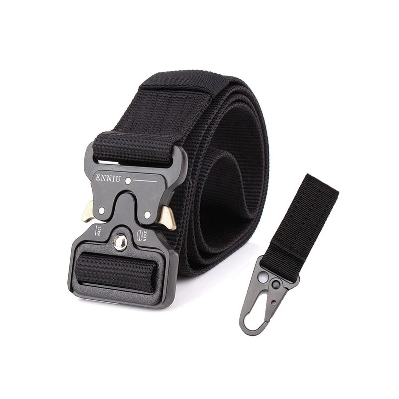 B belt and 1 hook a Армейский тактический ремень Военная Черная металлическая пряжка Регулируемая длина Открытый Многофункциональный тренировочный нейлоновый ремень аксессуары - Цвет: B belt and 1 hook a