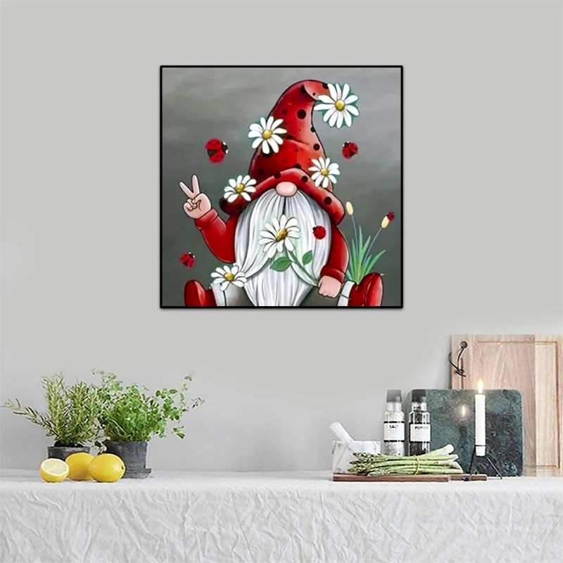 

X37B 5D DIY Diamond Painting Kit for Adults Flower Gnome Full Drill Crystal Rhinestone Embroidery Cross Stitch Home Decor