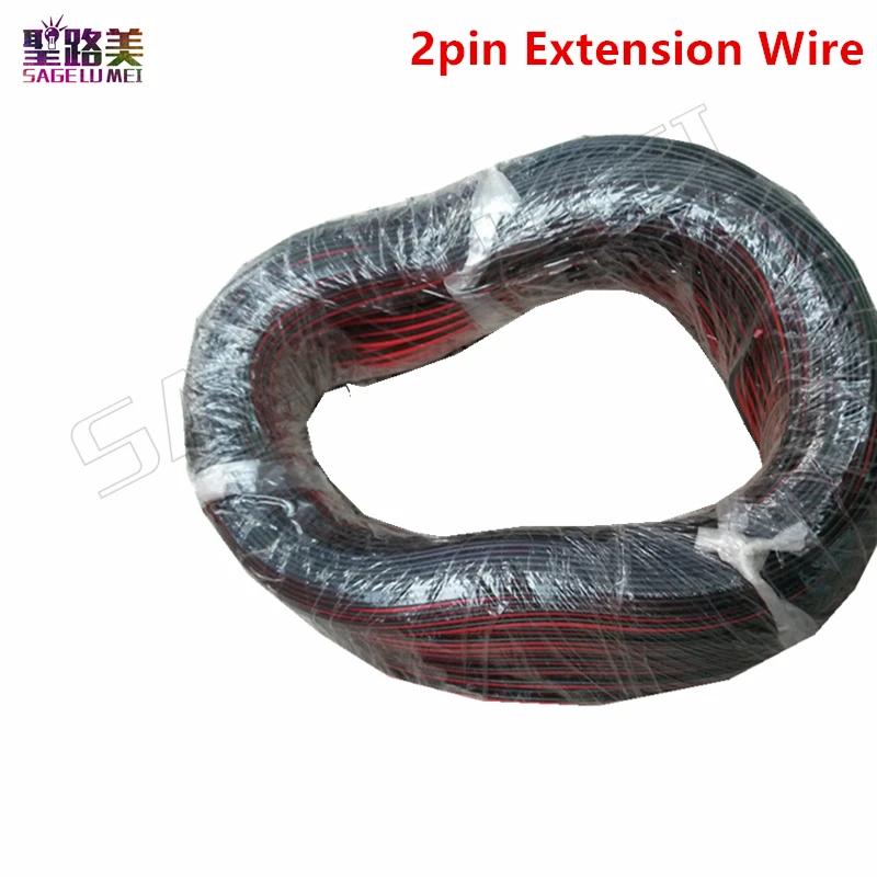 Бесплатная доставка 10 м/20 м/лот 22awg 2pin Удлинительный провод 5050 3528 2835 Светодиодная