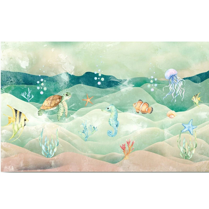 

Kids Wallpapers Retro Color Sea Turtle Wall Mural 3d Children Cartoon Sea Animal Wallpaper