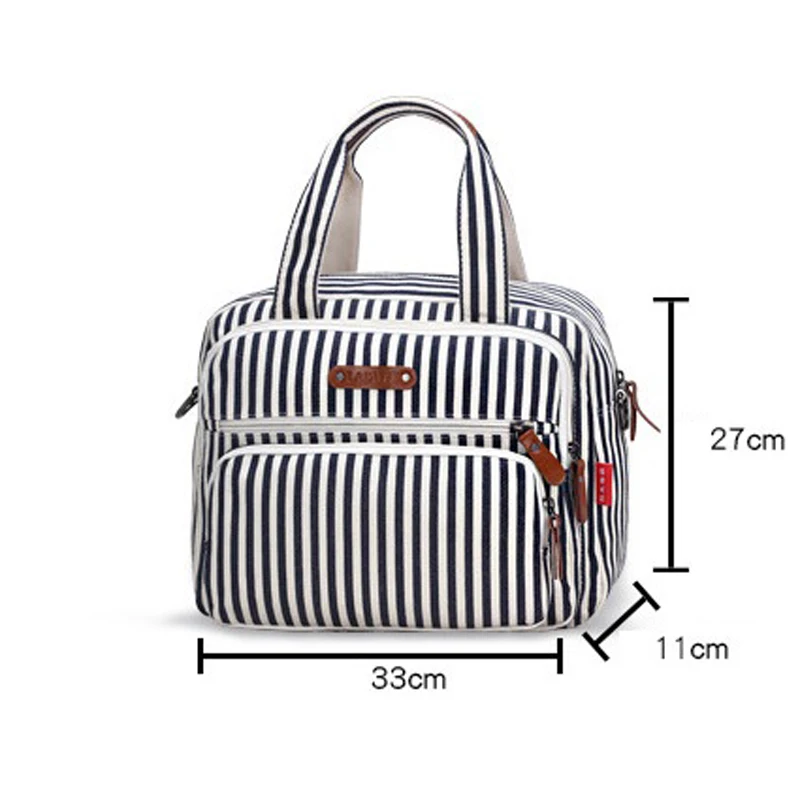 

New Stripe Mom Diaper Bag Portable Durable Nappy Container Baby Bag 2 Colors Zipper Tote Maternity Bag mochila maternidade