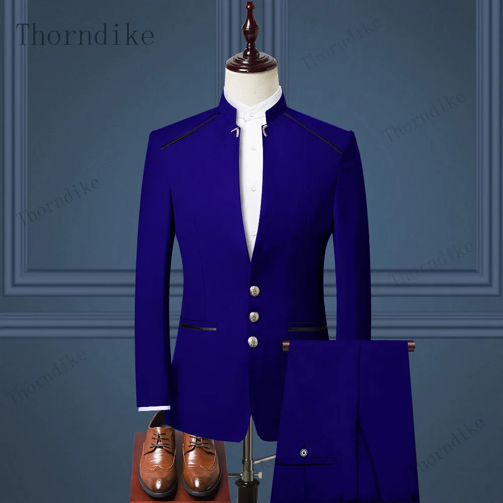 Thorndike мужской костюм в китайском стиле со стоячим воротником свадебный жениха