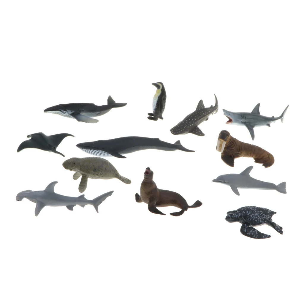 

12 Pieces Realistic Mixed Plastic Marine Animals Kids Toy Party Bag Favors