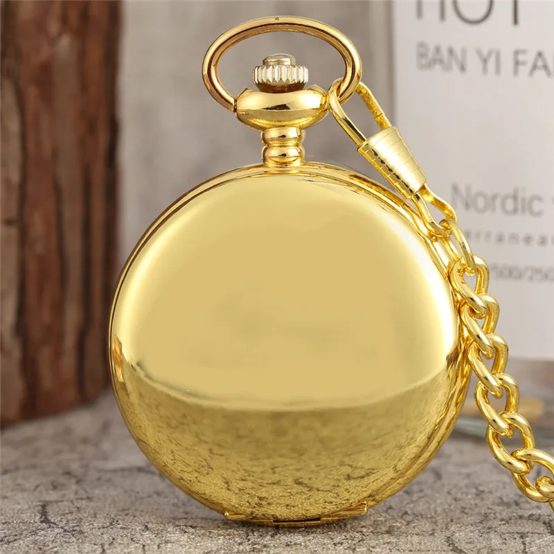 Vintage Hand-winding Mechanical Pocket Watch for Men Women Arabic Numerals Dial Pendant Chain Smooth Case Antique Clock Gift