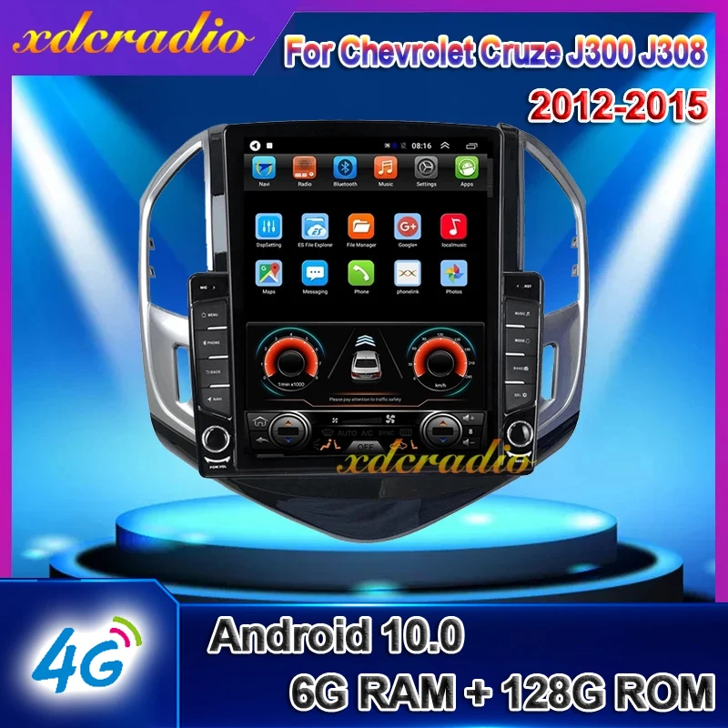 Xdcradio-reproductor Multimedia para Chevrolet Cruze J300 J308, pantalla Vertical estilo Tesla de 10,4 pulgadas, Android 10,0