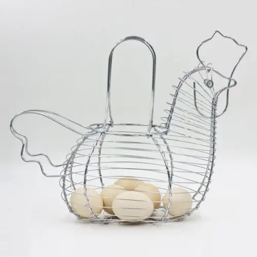 

High Material Metal Chicken Hen Shaped Wire Egg Holder Stand Storage Basket Kitchen Tools [4]