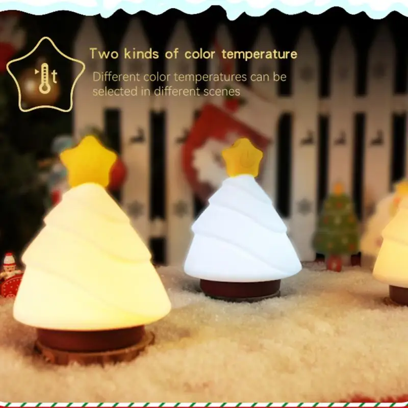 

Christmas tree silicone night light USB charging heating and cooling stepless dimming with sleeping lights Christmas gifts