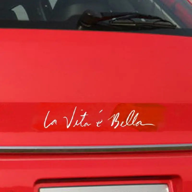 

40*8CM Car Accessories Side Door English Beautiful Life La Vita e Bella Car Sticker Reflective Car Styling Dropshipping