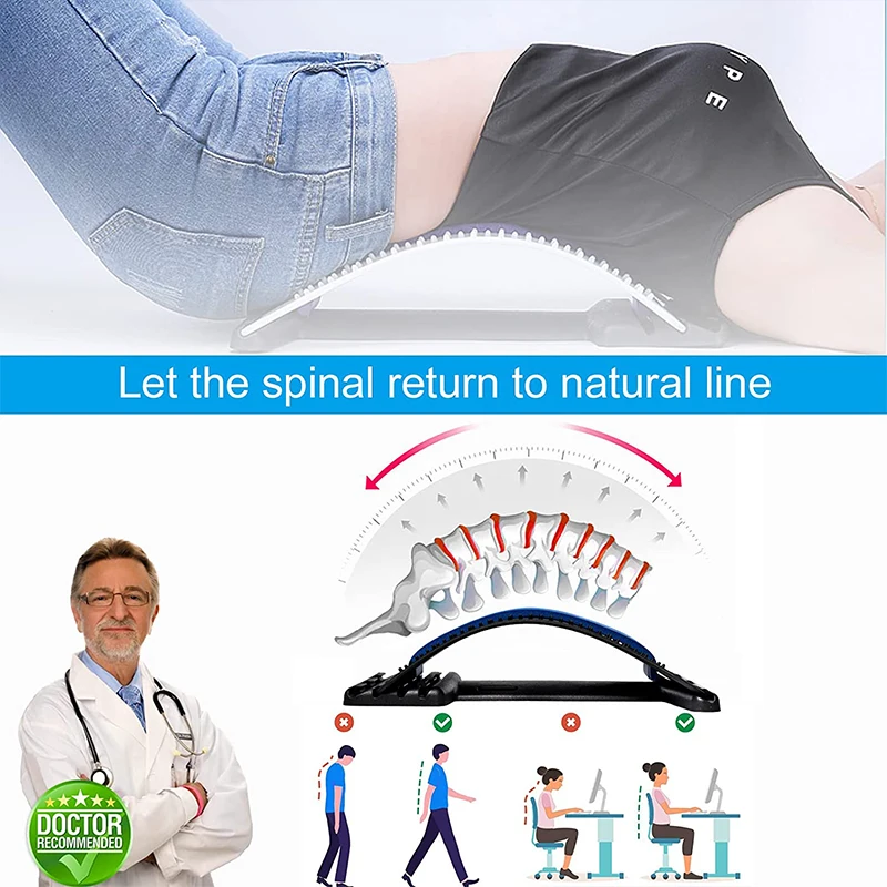 Back Massager Stretcher Equipment Massage Tools Massageador Magic Stretch Fitness Lumbar Support Relaxation Spine Pain Relief | Красота и