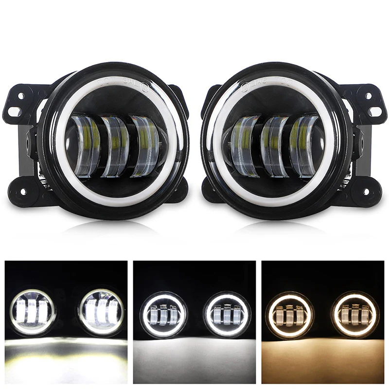 DERI 4 дюйма 7D круглые светодиодные противотуманные фары 30 Вт 6000 К Белый Halo Кольцо DRL