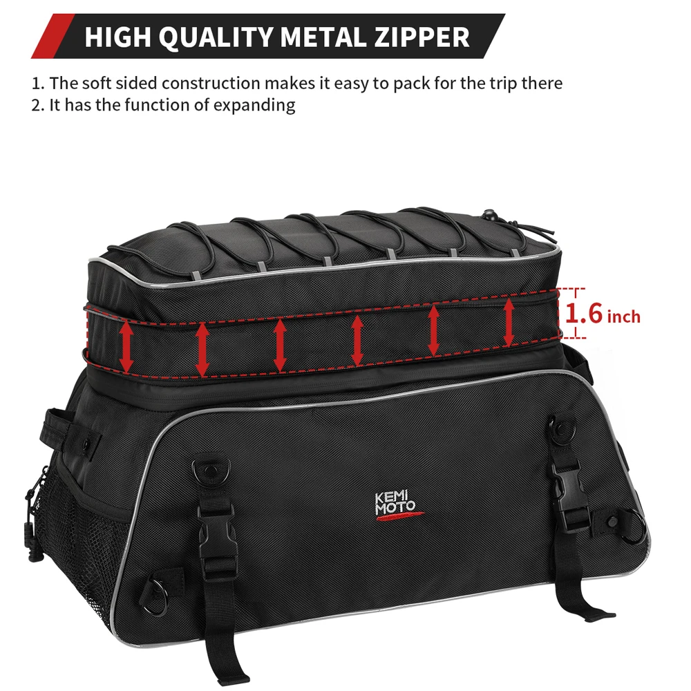 Motorcycle Luggage Tail Bag For Road King Street  Rack Bag With Bar Straps For Electra Collapsible Trunk Bags Waterproof