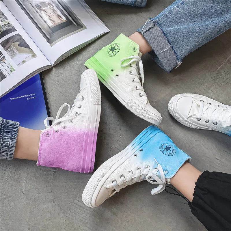 

Comfortable Slim Breathable Gradient High-Top Canvas Shoes 2021