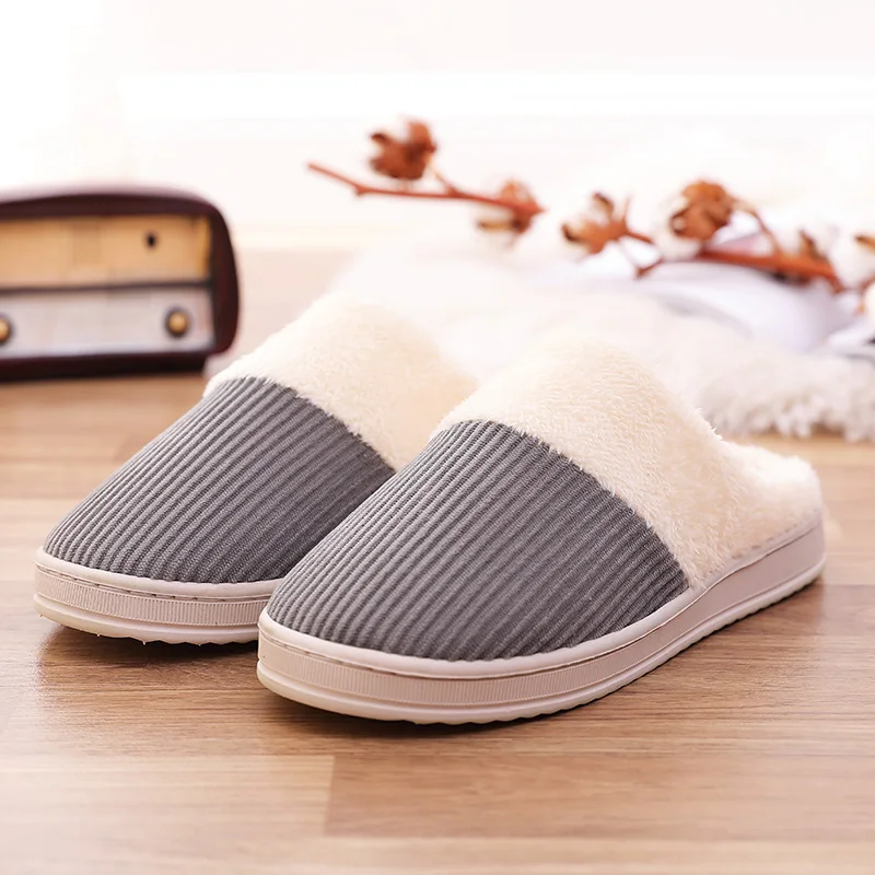 Хлопковые тапочки Мужская обувь теплые зимние домашние женские вельветовые