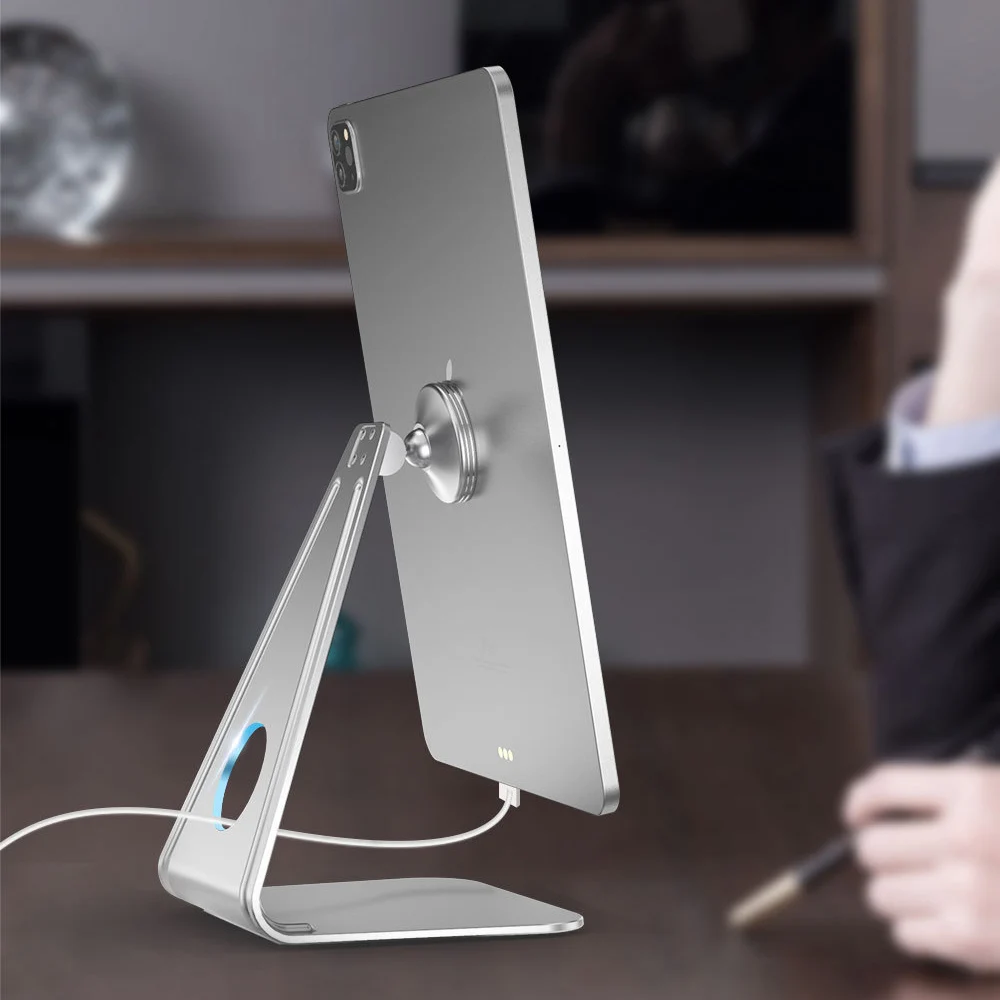 

Desktop Tablet Phone Holder Magnet Adsorption For iPad Metal Holder Stand Desk Charging Port For iPhone Samsung Video Live Stand