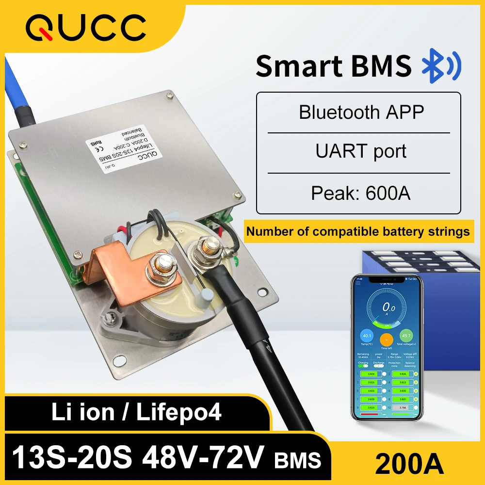 Умный Релейный стабилизатор BMS 13S 14S 15S 16S 17S 18S 19S 20S 200A Li ion Lipo Polymer Lifepo4 48 в 60 72