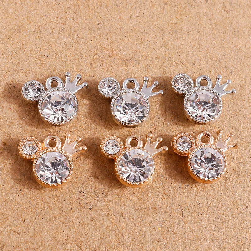 

10pcs 14*11mm Small Crystal Crown Charms for Jewelry Making Cute Drop Earrings Pendants Necklaces Bracelets DIY Crafts Accessory
