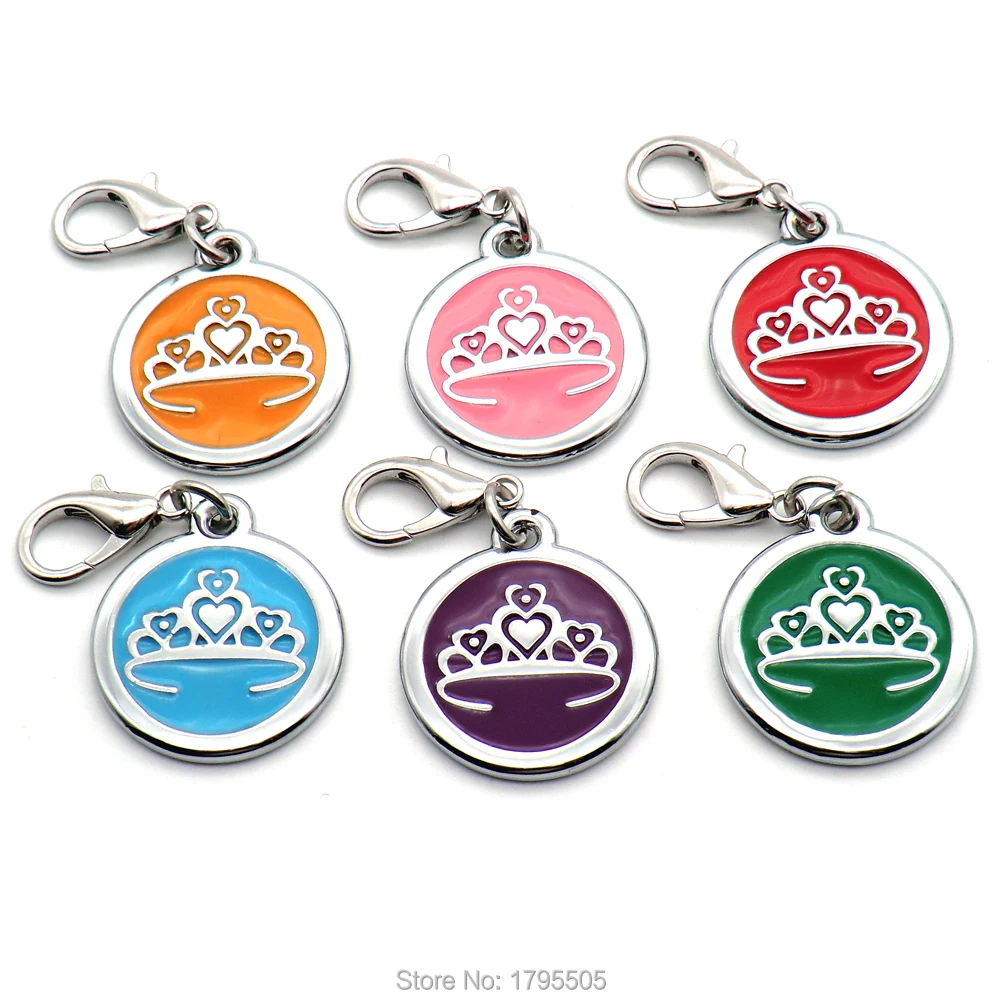 

100pcs crown Personalized Engraving Text Dog Collar Tag Engrave Dog Cat Tag Dog Identification Customized Name Telephone Keyring