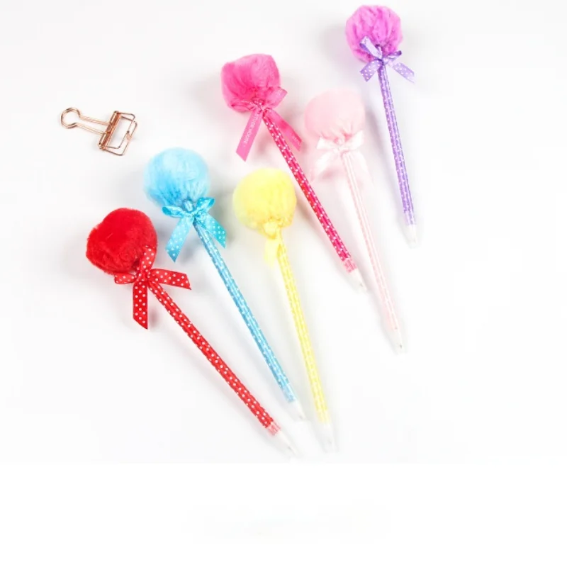 

1PC Cute Plush Ball Pen Ribbon BallPoint Pen Creative Promotional Pens Stationery Office and School Supplier