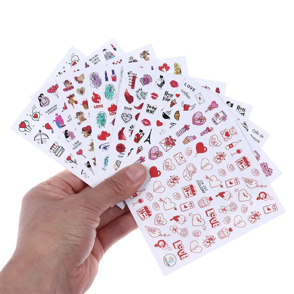 

Nail Decals Lover DIY Manicure Nail Stickers 3D Valentine Abtract Face Red Lips