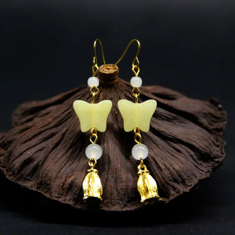 

Earrings for Women Butterfly Earrings Red Stone Earrings Hanfu Ethnic Hanging Dangle Drop Earrings Retro Jewelry 2021 Trend Gift