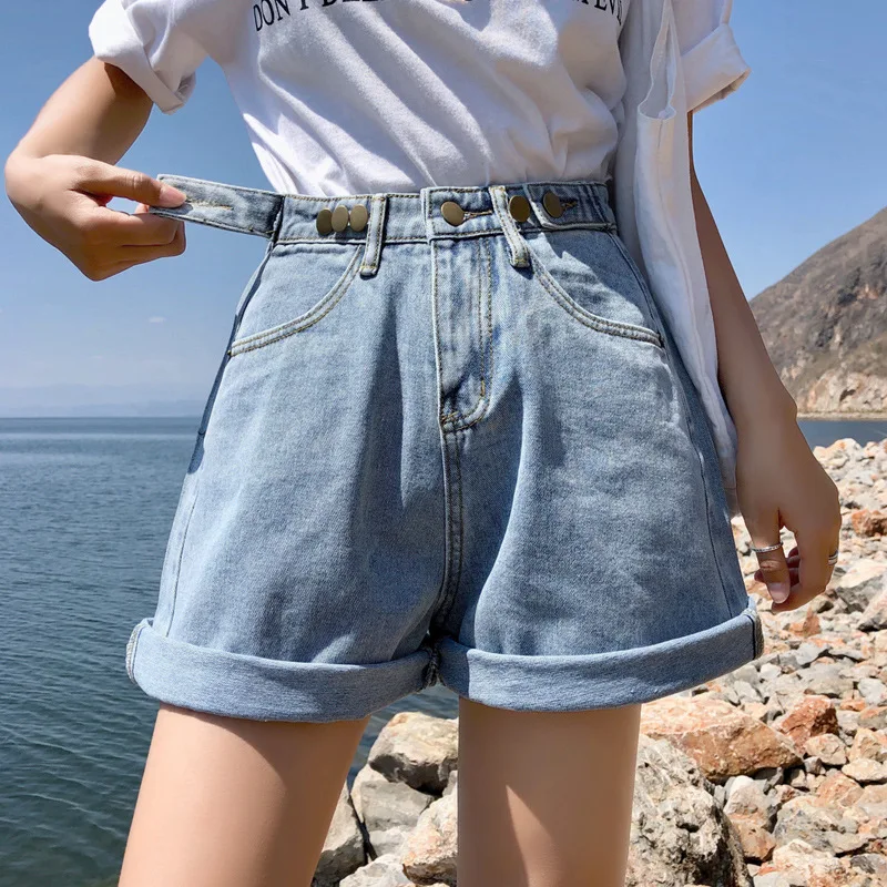 DenimShortsSummerNew Row Mouth Корейская версия высокая талия хит продаж тонкие широкие