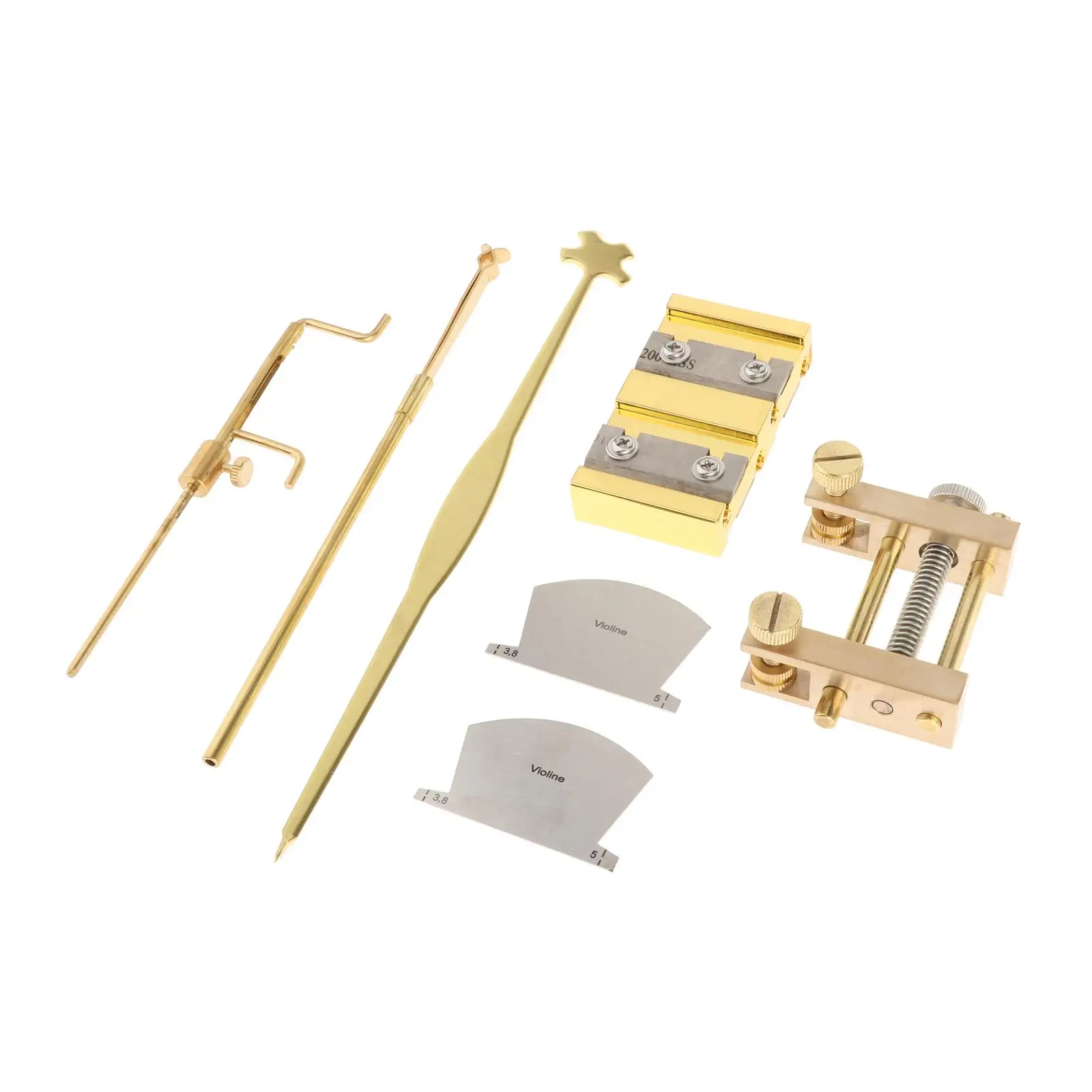 

7Pack of Pro Brass Sound Post Gauge Measurer Retriever Clip Set and 2 Fingerboard Scrapers Violin Making Parts Repair Tools