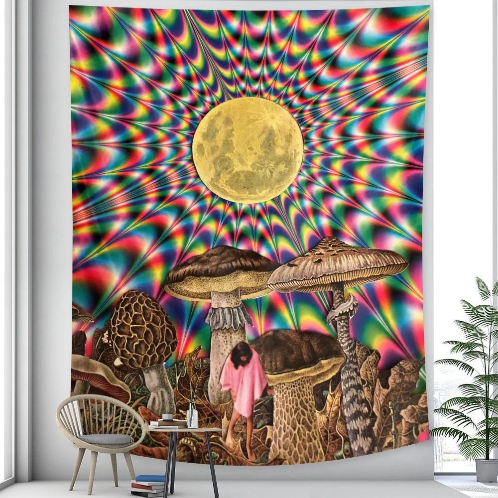 Абстрактная живопись гобелен для домашнего декора Мандала психоделический со