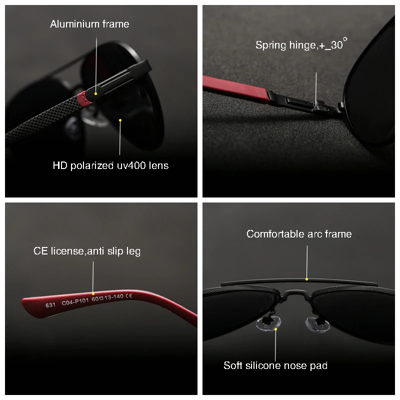 Солнечные очки HD поляризационные в металлической оправе для мужчин и женщин